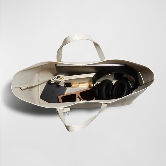 NEW YVES SAINT LAURENT EAST WEST TOTE BAG AND POUCH SOFT CREMA - Picture 2 of 14